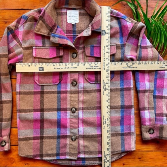 ANTHROPOLOGIE | AVEC LES FILLES Pink Tan Brown Blue Plaid Shacket Jacket – XS - Picture 9 of 10